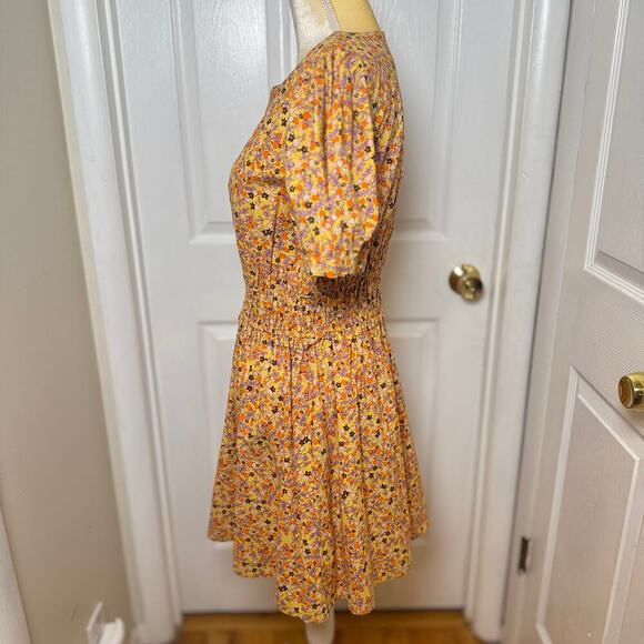 Free People Pennie Floral Mini Dress Yellow - Size Medium - Picture 5 of 9